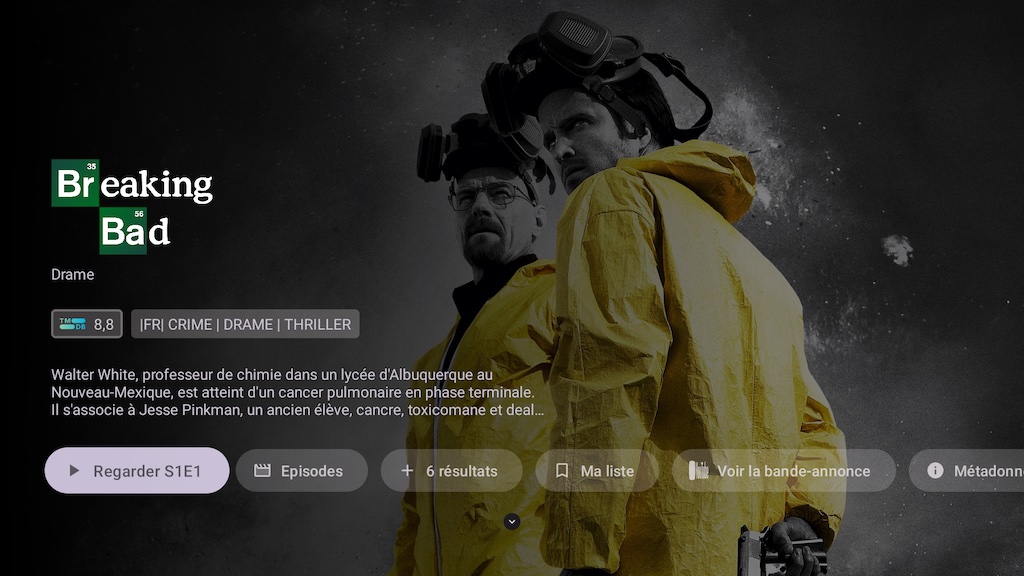 Menu fluide et design epure de l application NexTV