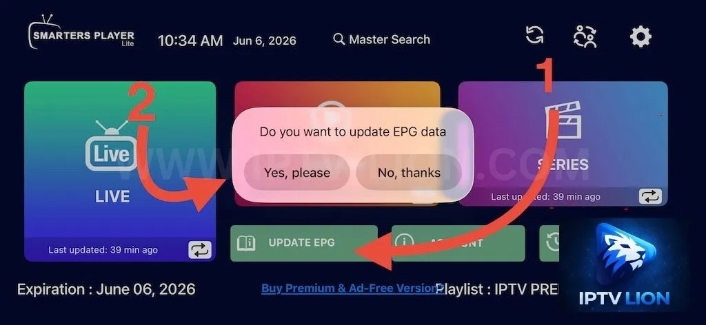 Guía de programas EPG en IPTV Smarters Pro